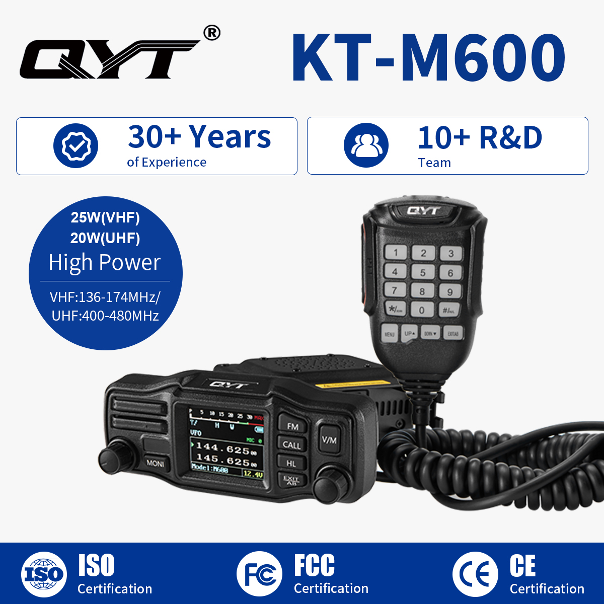 KT-M600 mobile radio KT-M600 Dual Band Color Screen Vehicle Mounted Mobile Radio
