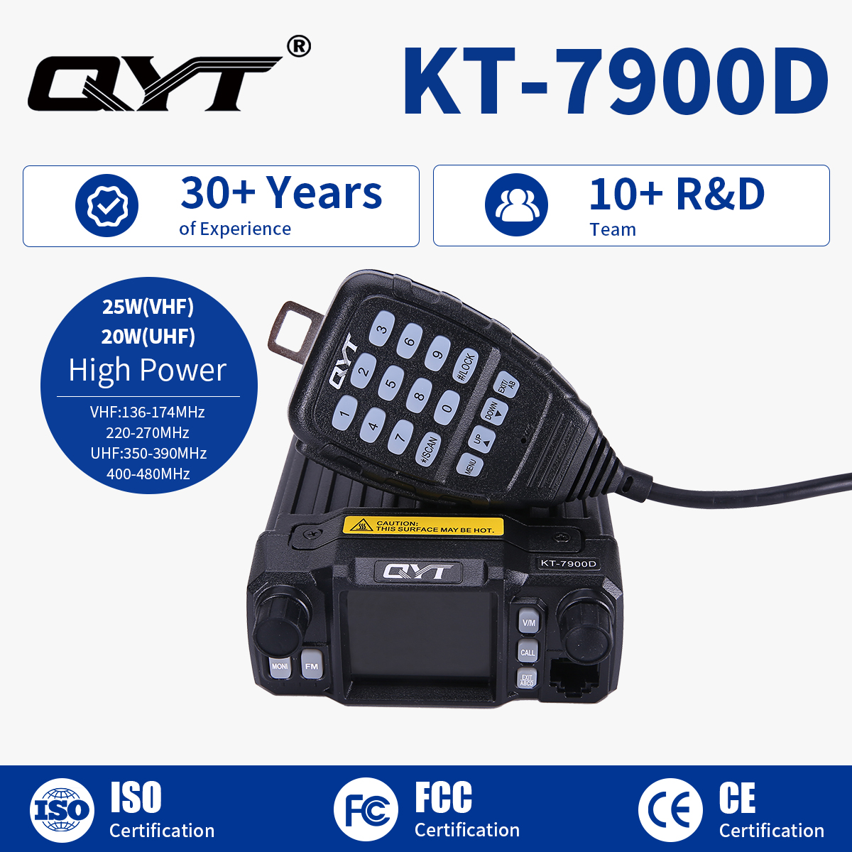 KT-7900D mobile radio KT-7900D Quad Band Color Screen Mobile Ham Radio