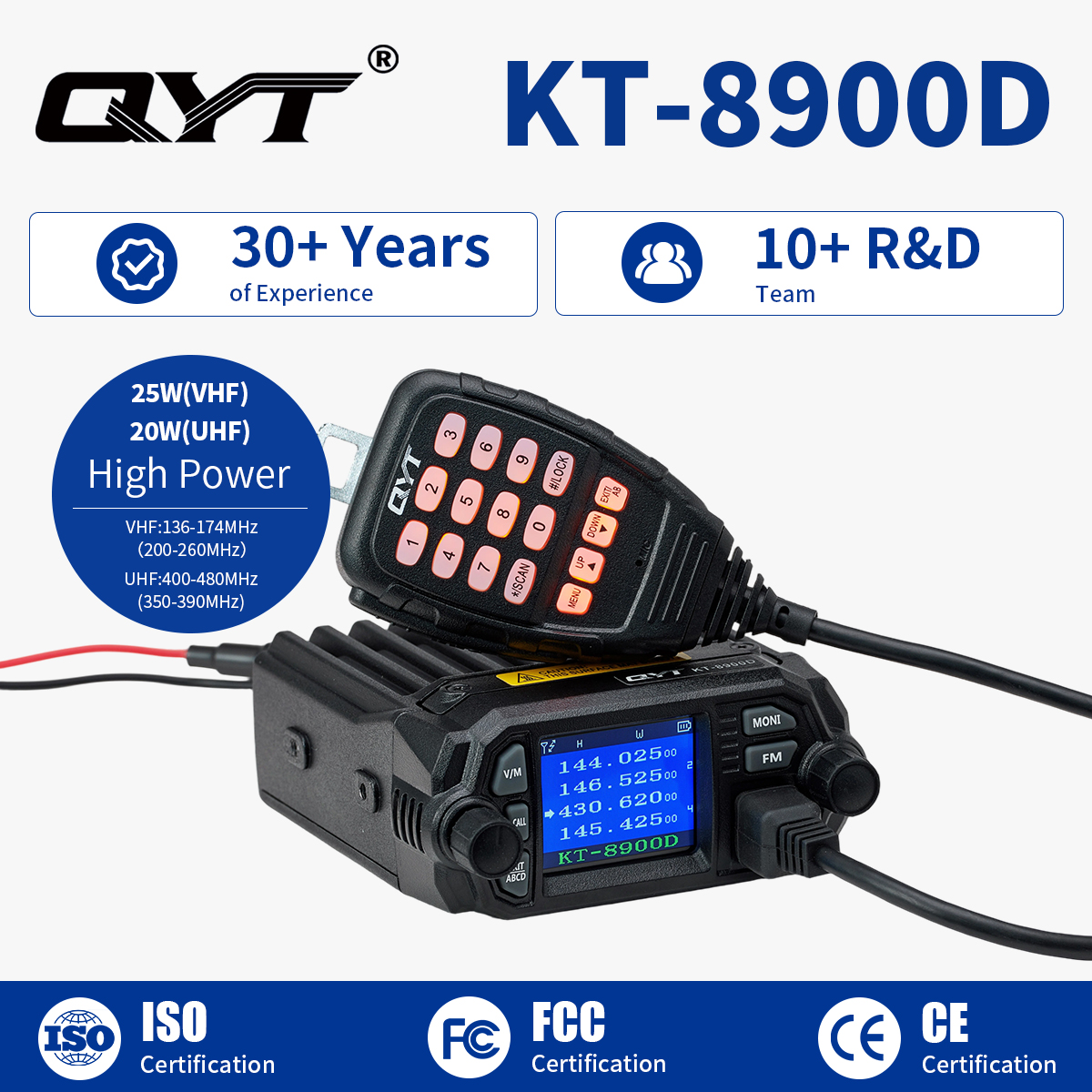 KT-8900D mobile radio KT-8900D Dual Band Color Screen Mobile Ham Radio