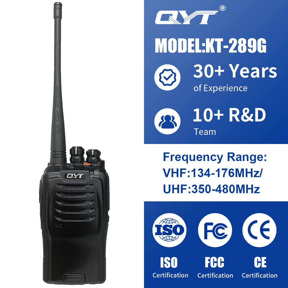KT-289G handheld radio QYT KT-289G UHF 5W 128Channels Commercial Two Way Radio